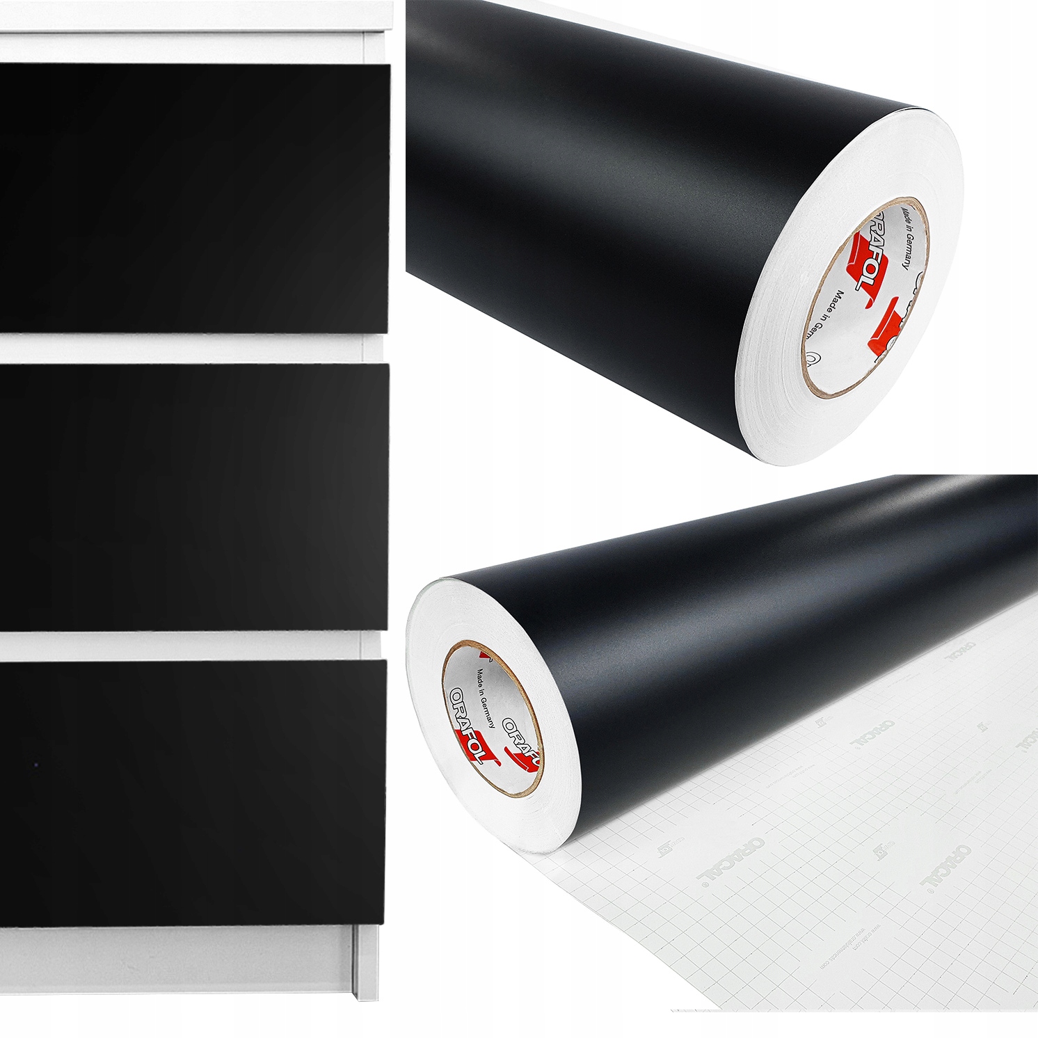 Samolepka Dyha Čierna Matná rolka 1 m x 9 m Pvc Olepovanie dverí Stôl Písací stôl Diy