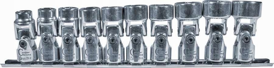 3/8" otočné objímky, 10-19 mm, 10 ks