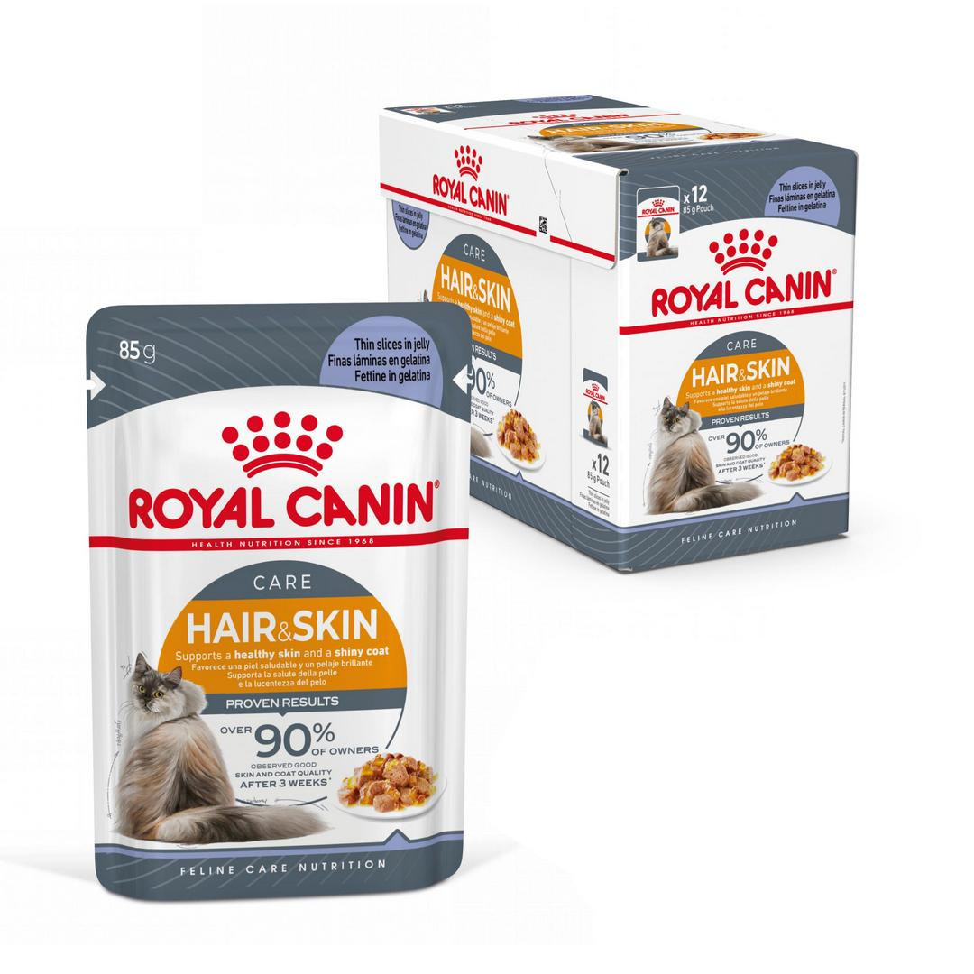 Royal Canin Hair & Skin 12x85g Vlhké Krmivo pro kočky želé Kůže Srst