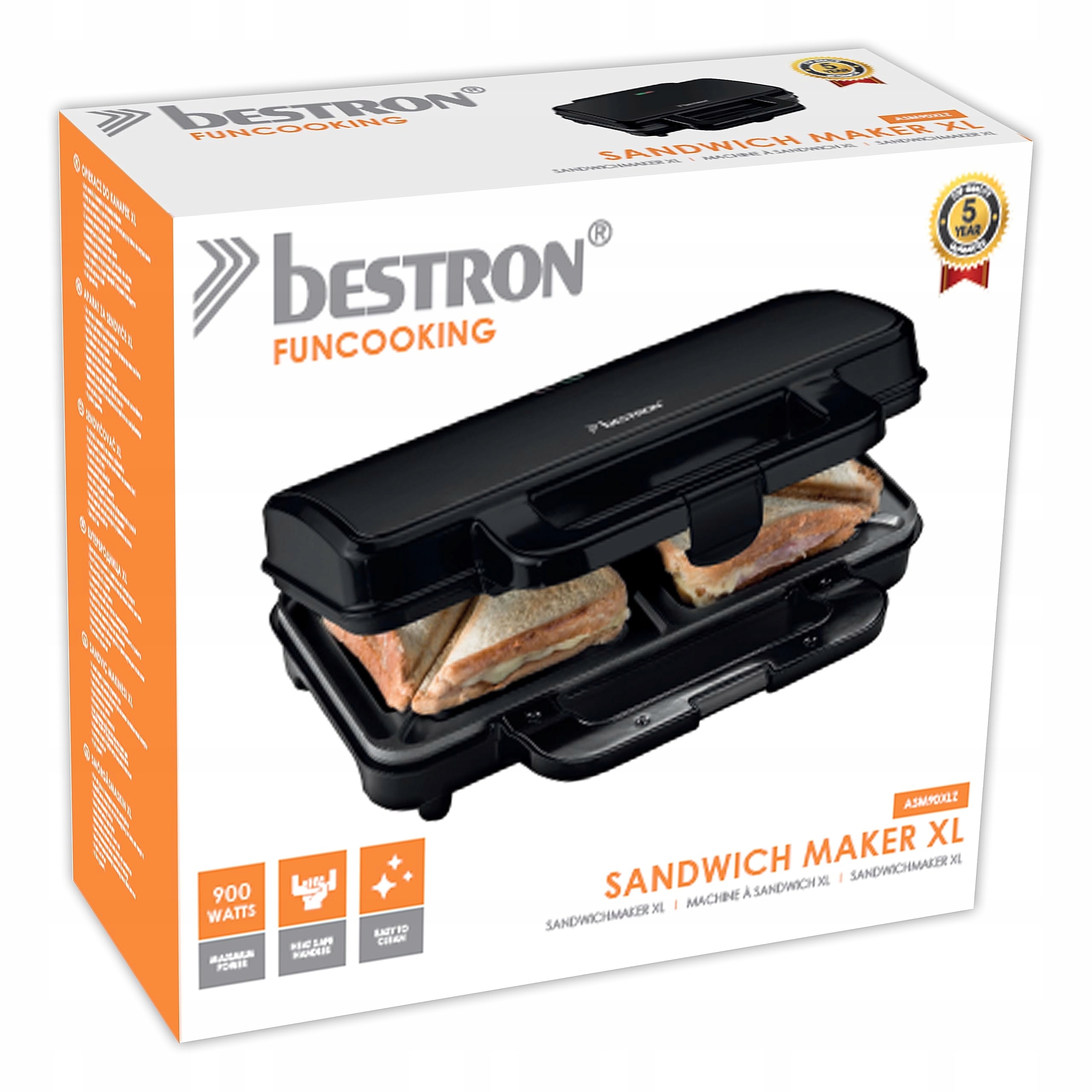 BESTRON XL Opiekacz 900W, Nieprzywierający, Auto Regulacja Temperatury — miniatura 5
