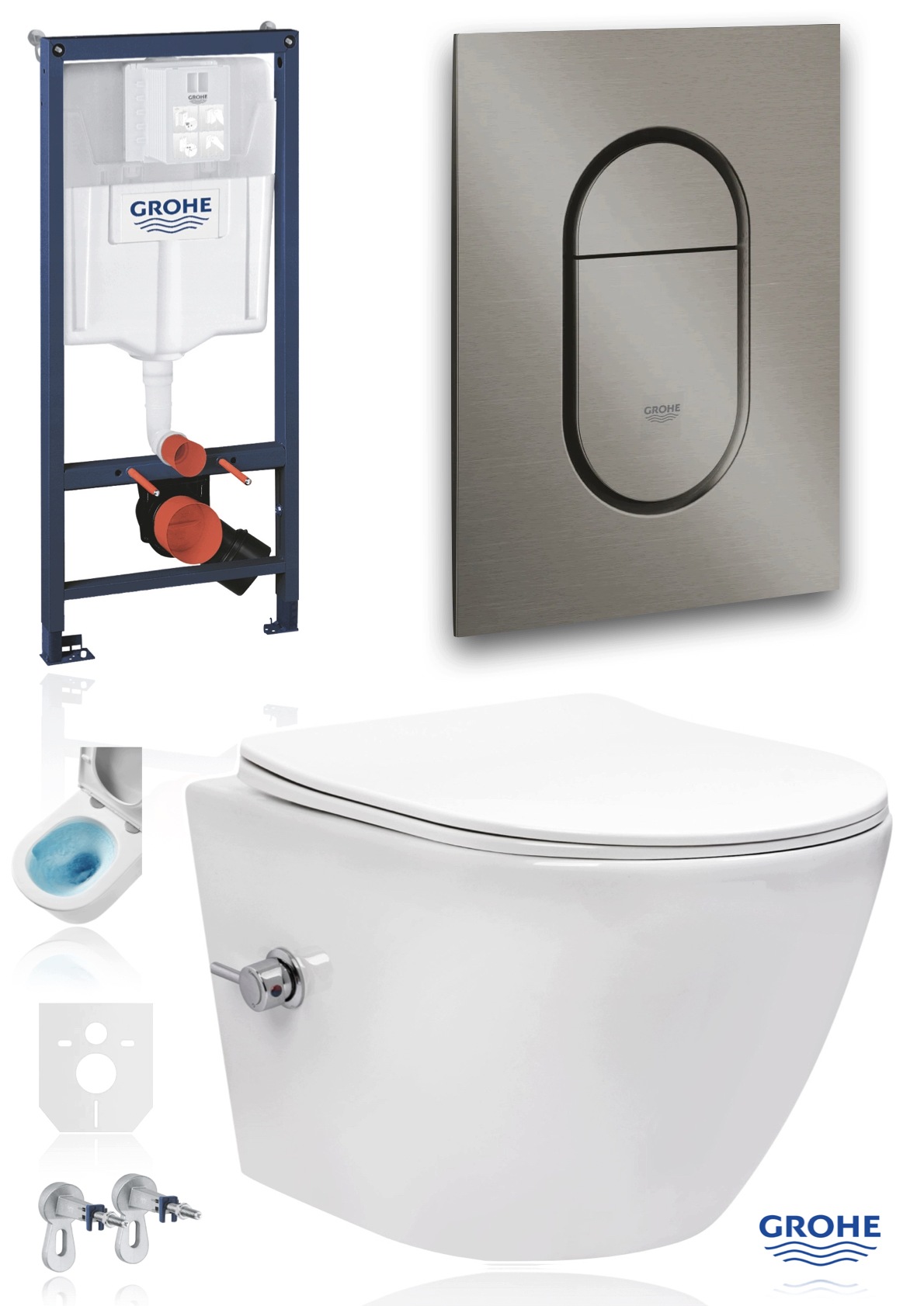Grohe stelaż zestaw Wc Miska Wirowa z funkcją Bidetu Grafit szczotkowany