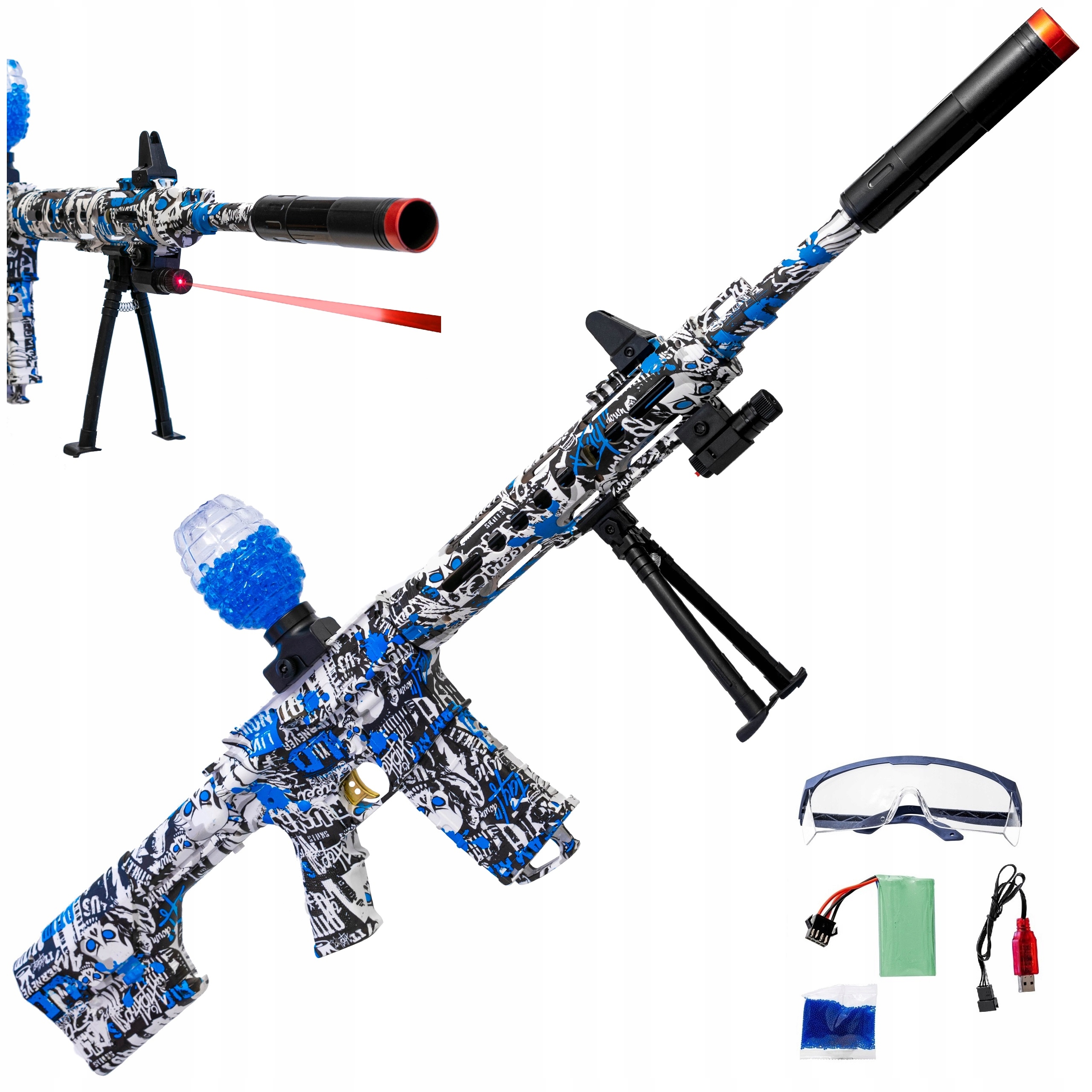 KARABIN SZTURMOWY PISTOLET NA KULKI ŻELOWE DUŻY 93CM Z LASEREM