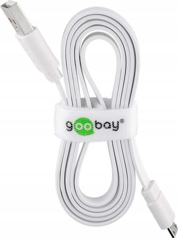 KABEL USB A - MICRO B 1 METR 480 MB/S BIAŁY PŁASKI WYTRZYMAŁY NIEPLĄCZĄCY Długość kabla 1 m