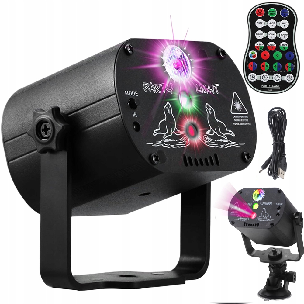 Efekt świetlny LED oświetlenie disco na imprezę laser kula RGB + pilot