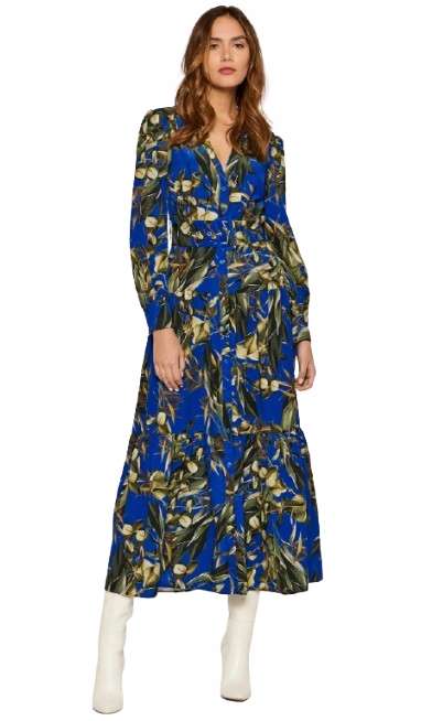 Guess Dlouhá Sukně S Rostlinným Vzorem, Modrá S Gxq