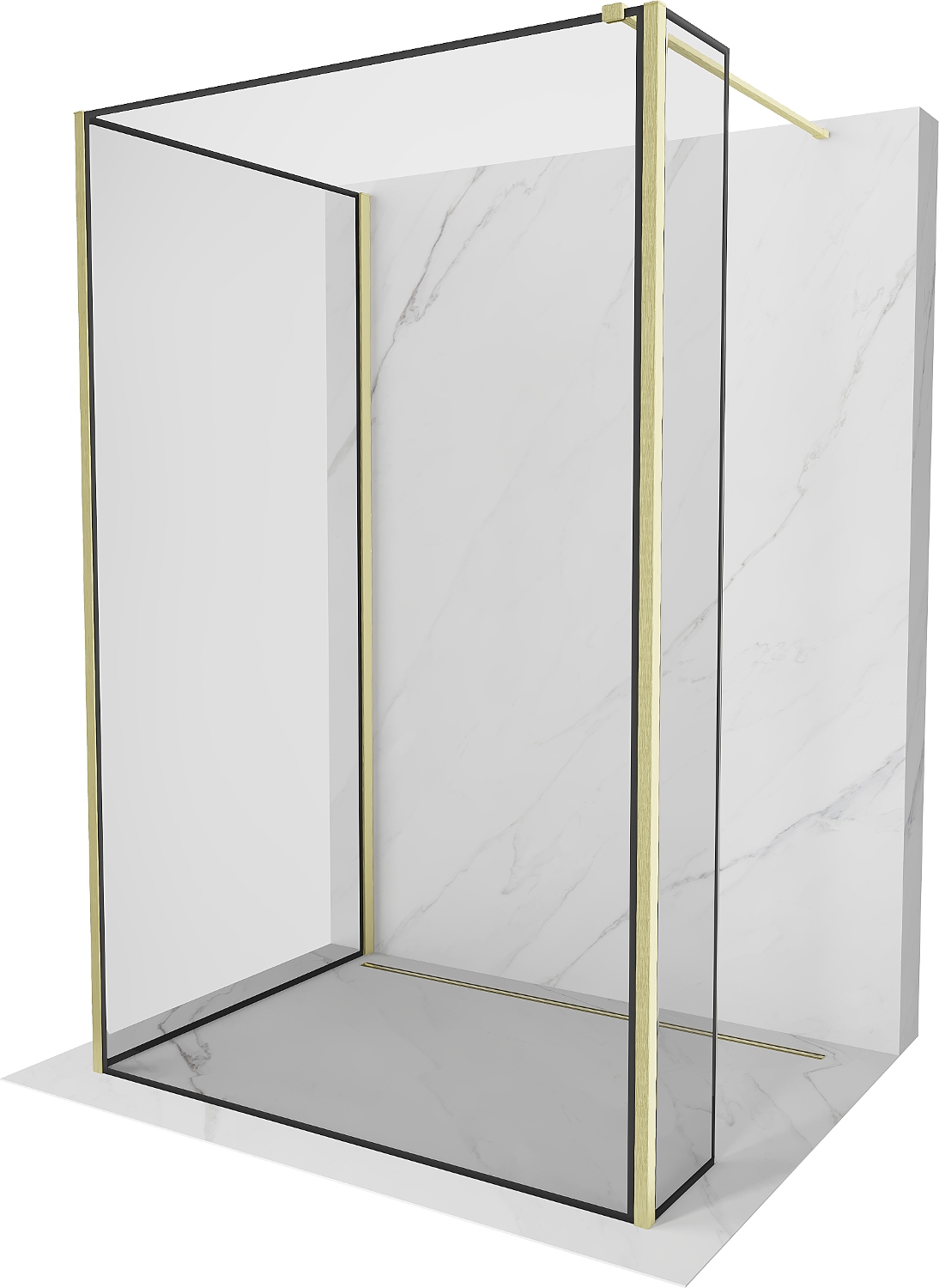 Mexen Kioto Ścianka Prysznicowa Walk-in 140X70X30 Czarna Ramka Złota