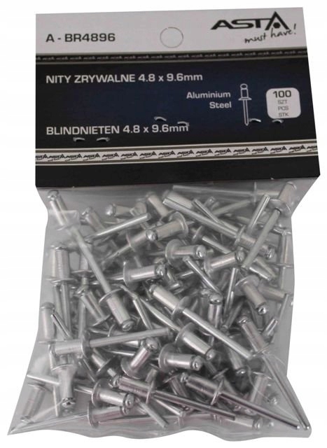 Nit Zrywalny Al 4,8x9,6 mm /zestaw 100 szt/ Asta A-BR4896/100