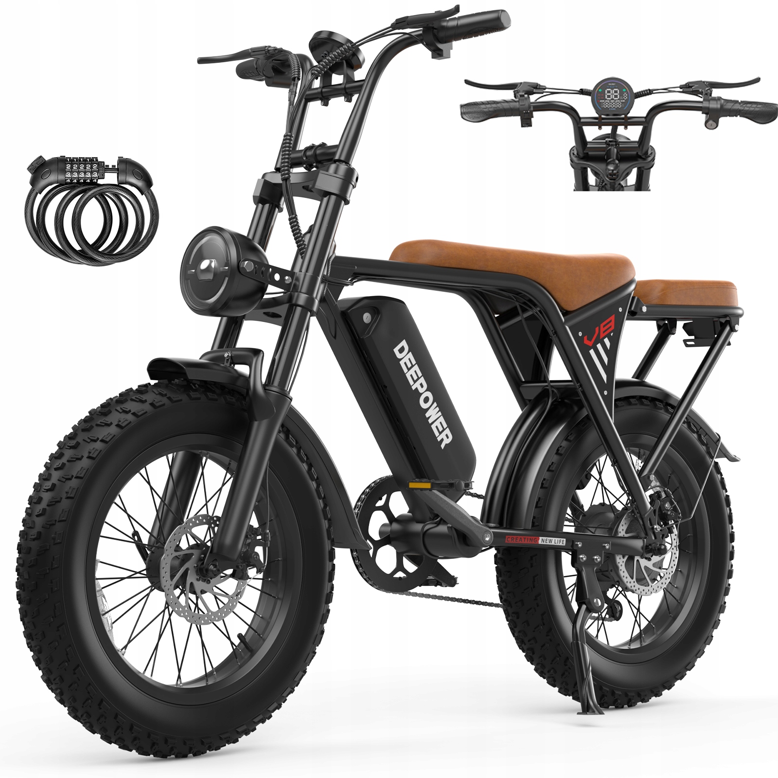 20" Elektrické vozidlo Deepower V8 1000W 48V20AH 45KM/H Mtb s tlustými pneumatikami Nové