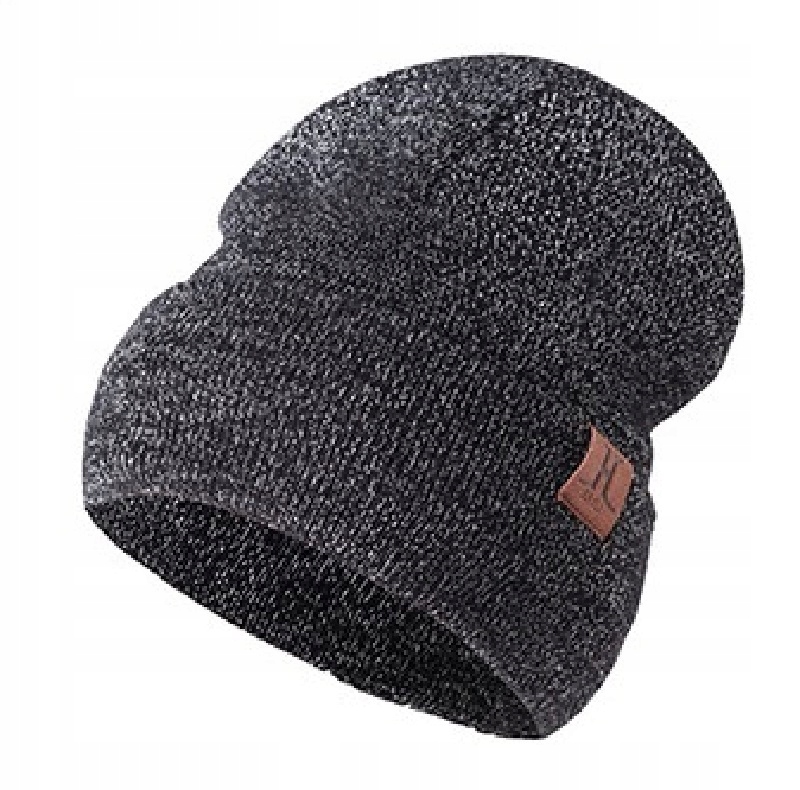 CZAPKA DAMSKA CZARNA SREBRNA NITKA ZIMOWA CIEPŁA GRUBA DOBRA JAKOŚĆ Rozmiar uniwersalny