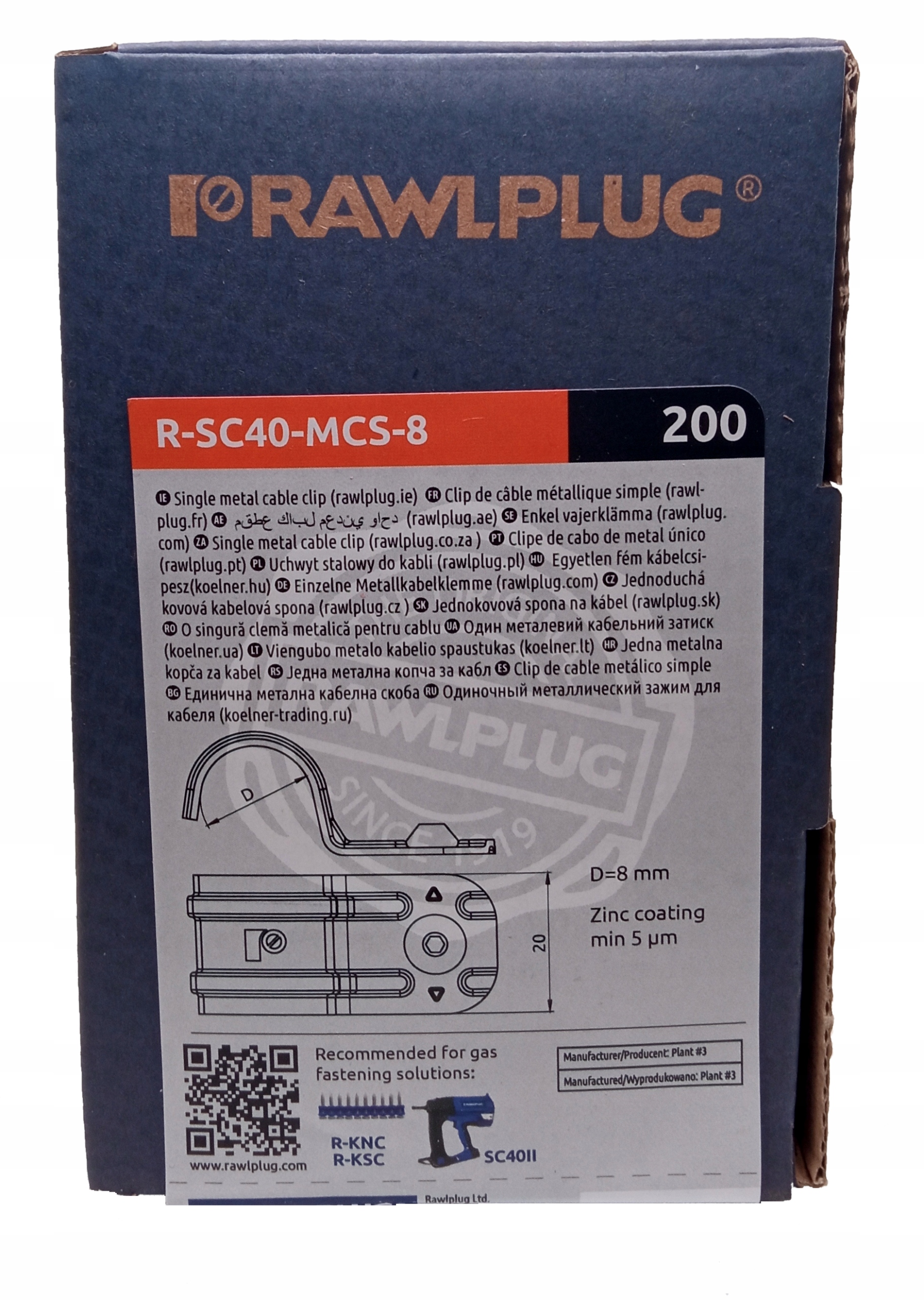 R-SC40-MCS-8 Pojedynczy uchwyt kab instalacja PPOŻ Kod producenta R-SC40-MCS-8