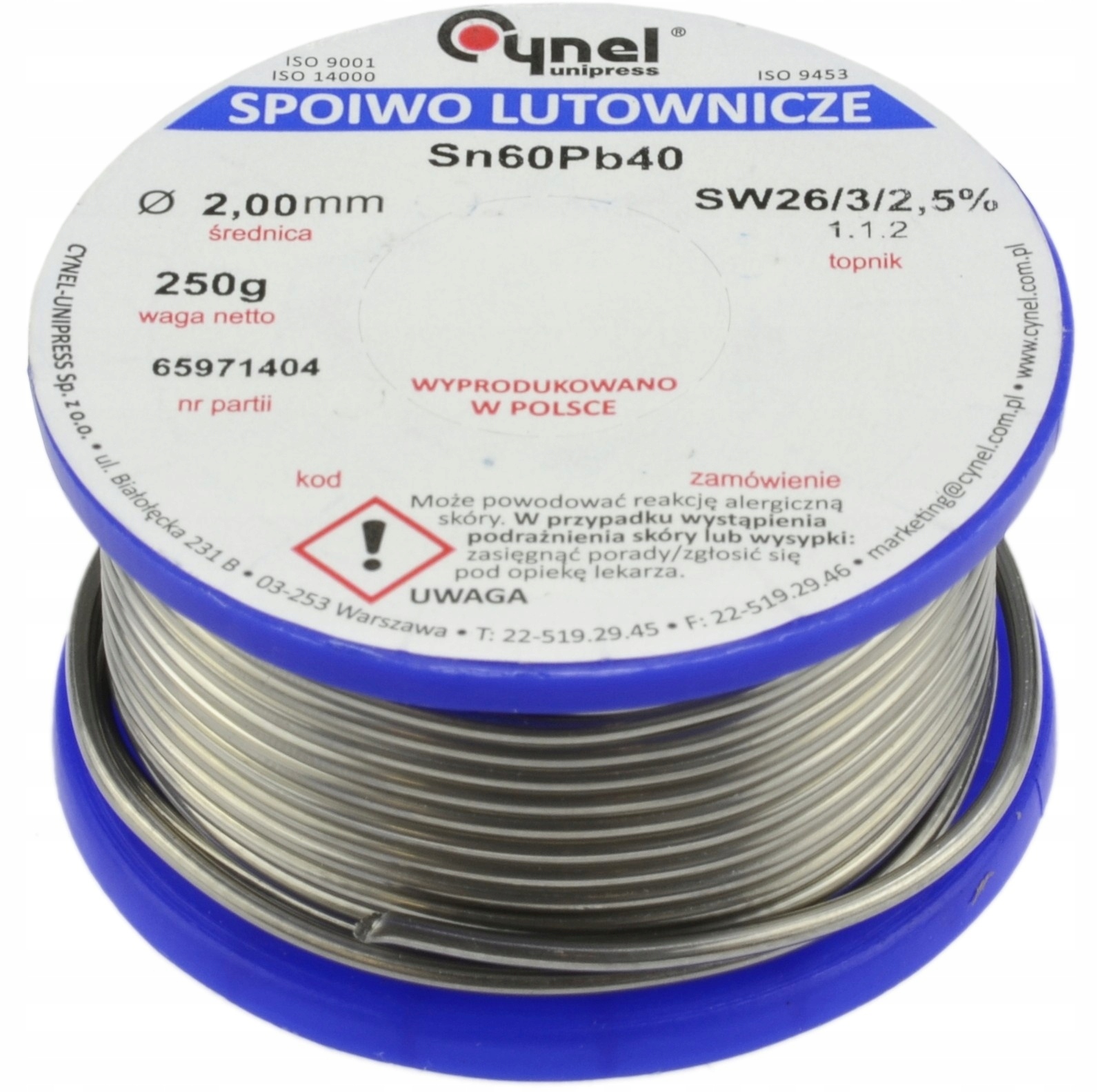 

Cynel cyna z topnikiem do lutowania 250g 2mm