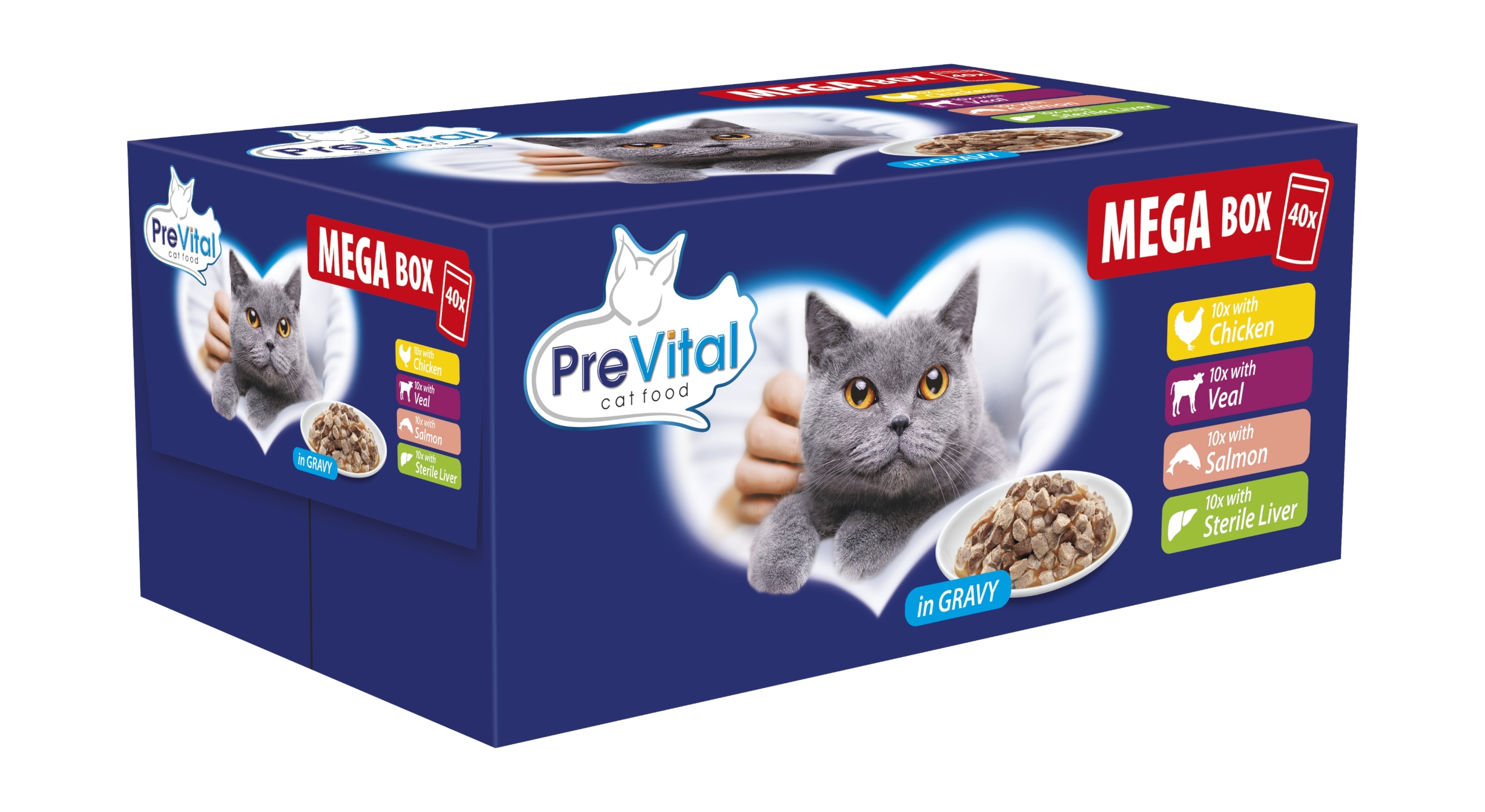 Levně Prevital mokré Krmivo pro kočky Box sáčky Mix Chutí v omáčce 40x100g