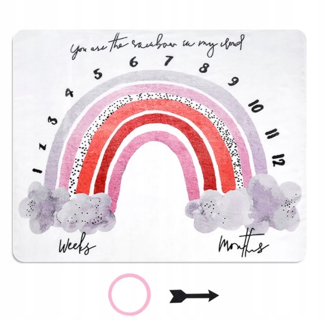 Foto kocyk dla dziewczynki RAMKIx2 foto-mata tęcza Materiał inny