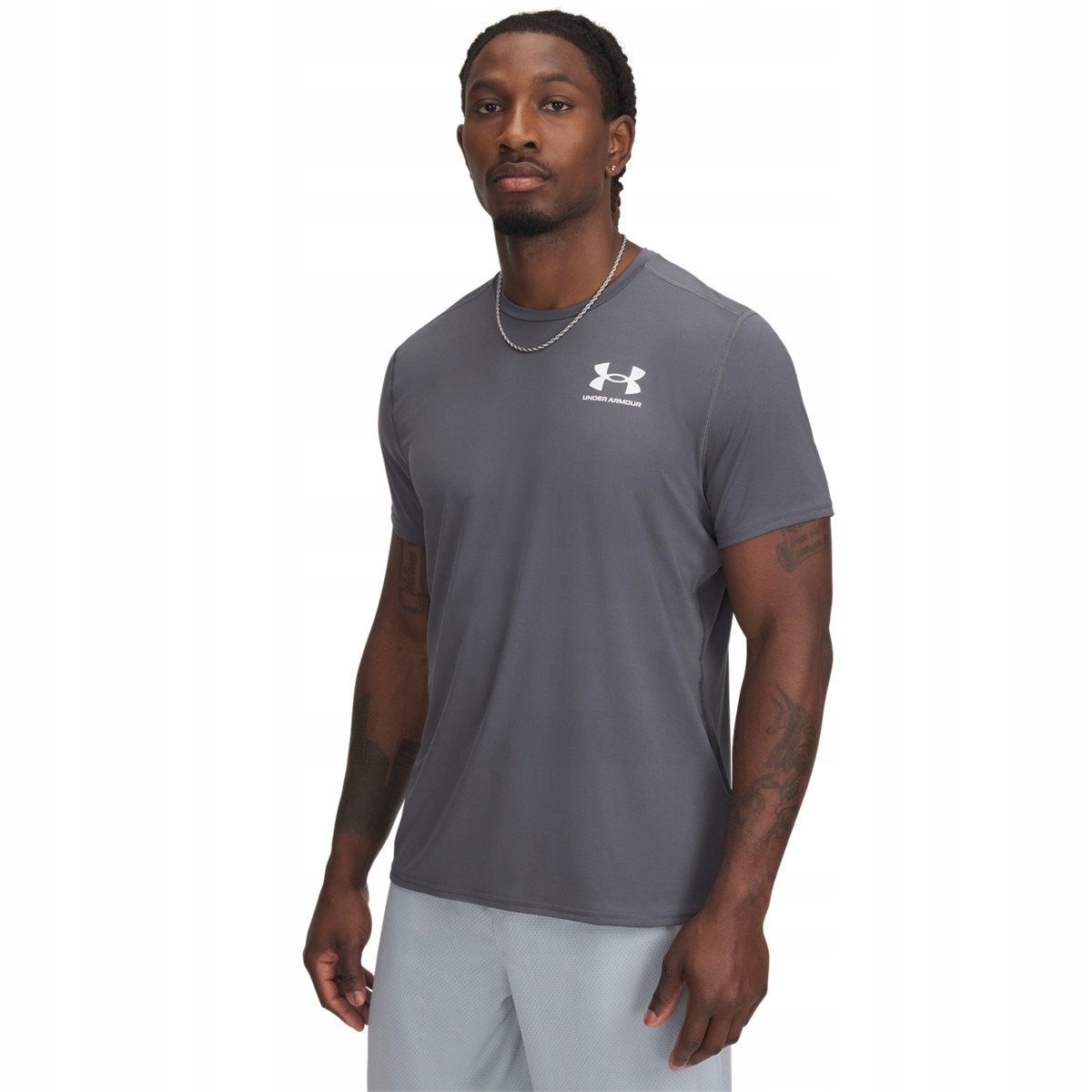 Męska koszulka treningowa Under Armour Ua Heatgear Fitted Ss Szary L