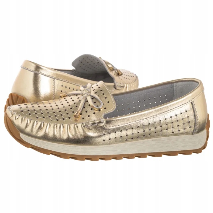 Polobotky Kožené Dámské Artiker Zlaté 56C1853 Gold