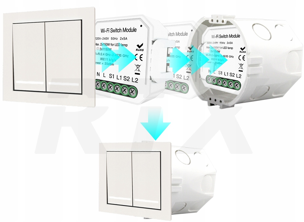 TUYA WiFi Podwójny Włącznik Przekaźnik DOPUSZKOWY Kod producenta WRS2