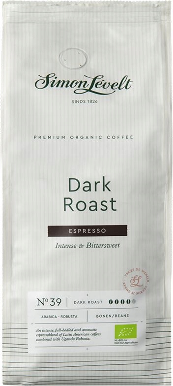 Bio Kawa espresso Dark Roast ziarnista Arabica Robusta 500 g Simon levelt