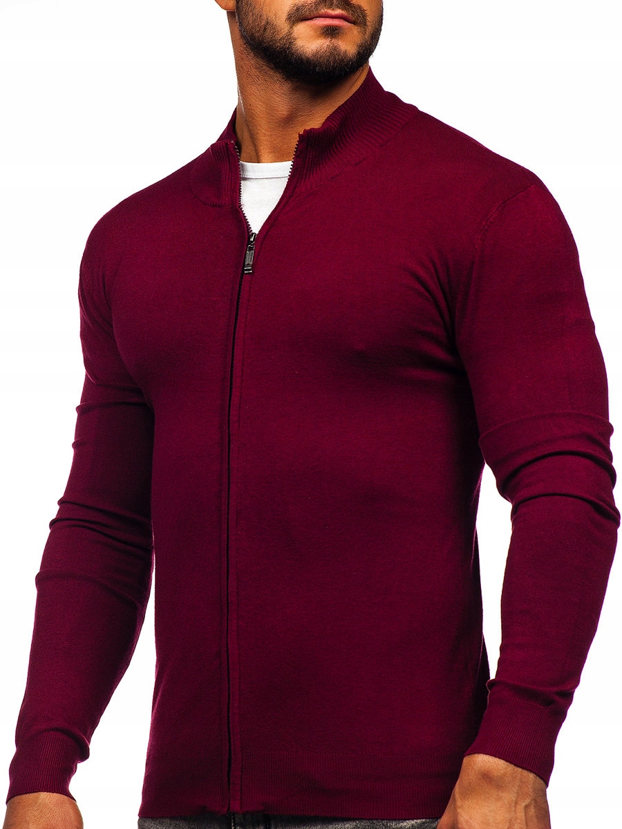 

Sweter Męski Rozpinany Bordowy YY07 Denley_s