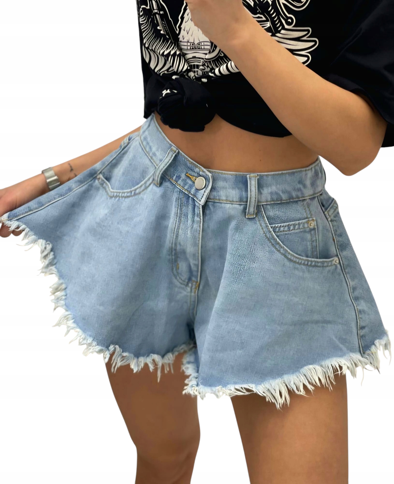 Kraťasy Módní Roztržení Šortky Světlé Džíny velikost Xs 34