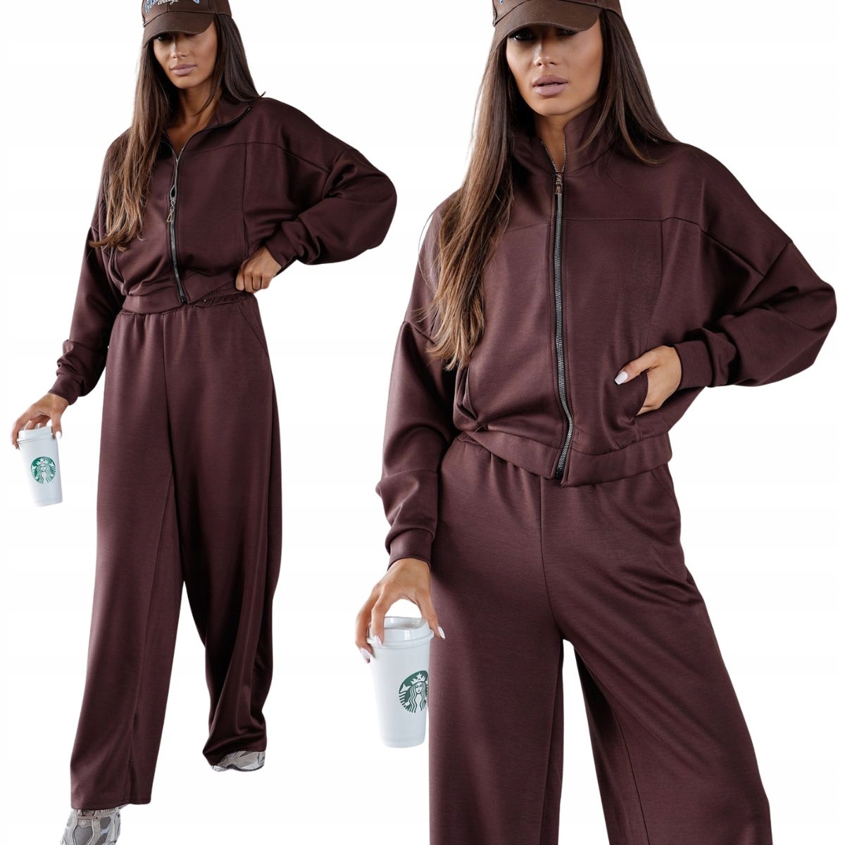 Dámský teplákovka z viskózy mikina široké kalhoty, stylový komplet 821109 S/m