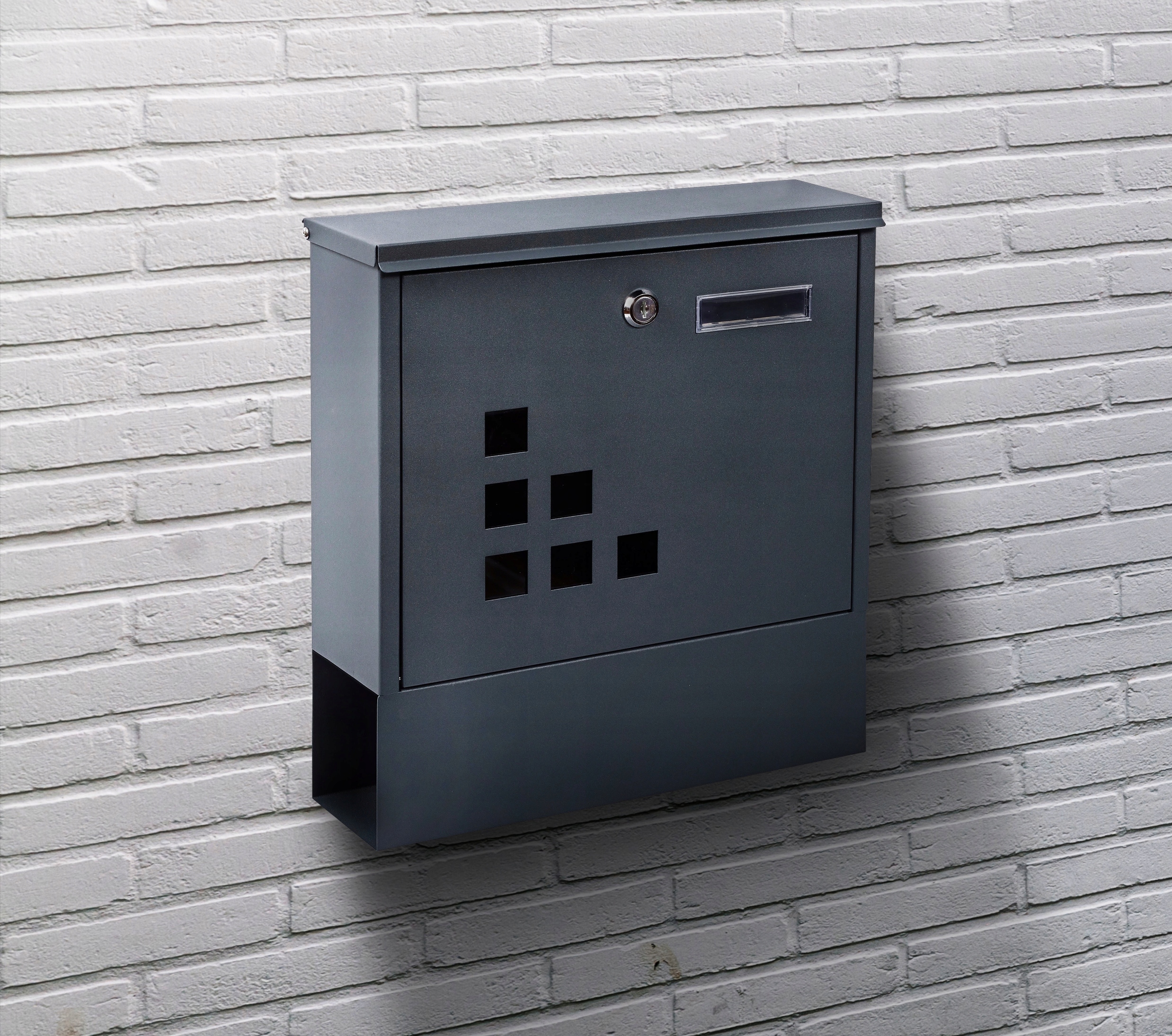 SKRZYNKA POCZTOWA NA LISTY POCZTĘ GAZETY ANTRACYT + ADRES NUMER DOMU NAPIS Wysokość produktu 34 cm