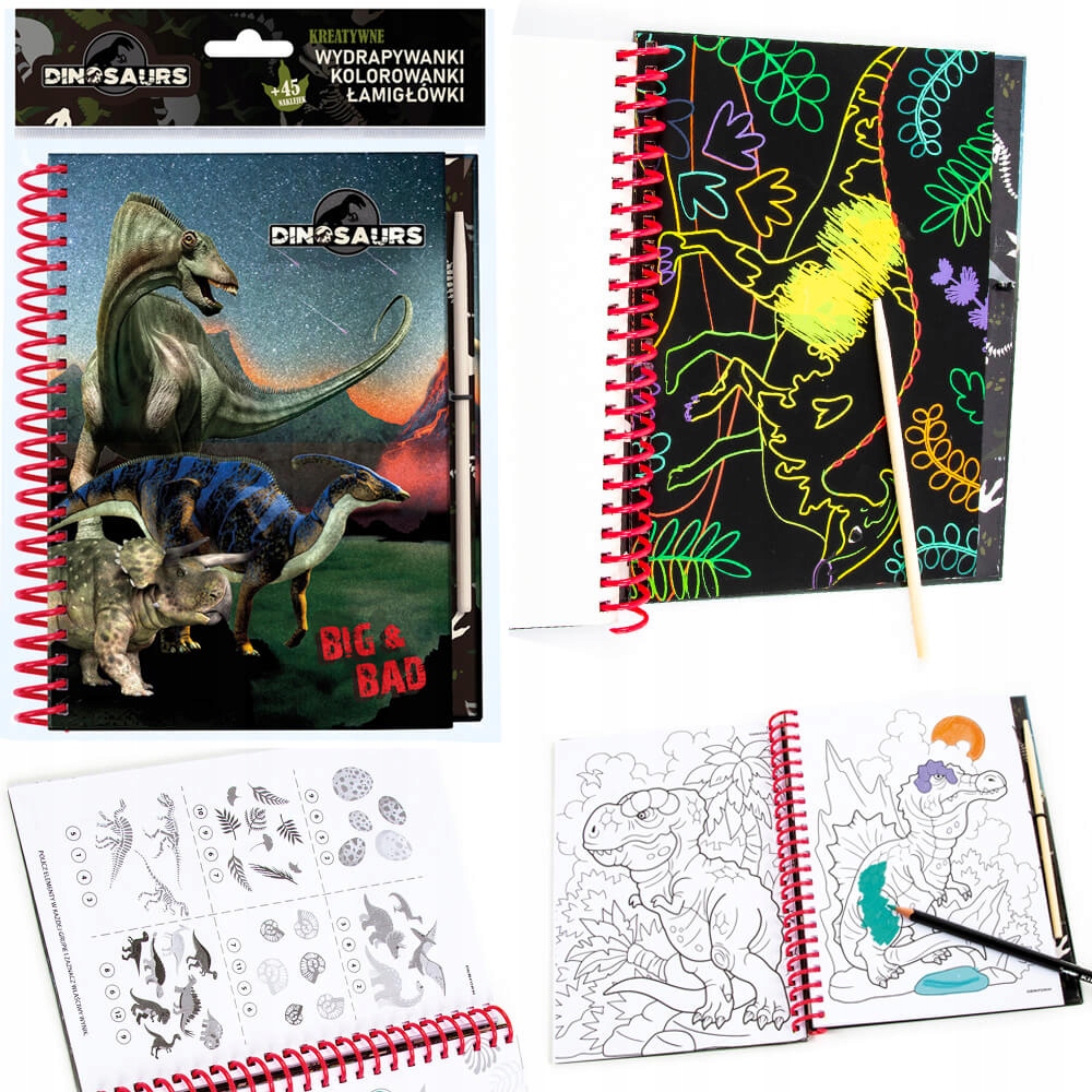

Notes wydrapywanki kolorowanki łamigłówki Dinozaur