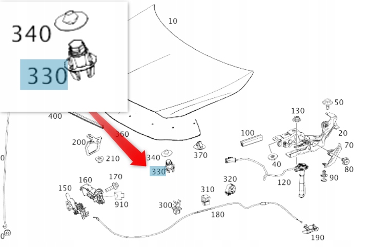 ODBÓJ MASKI MERCEDES W PASIE PRZEDNIM Producent części Mercedes-Benz OE