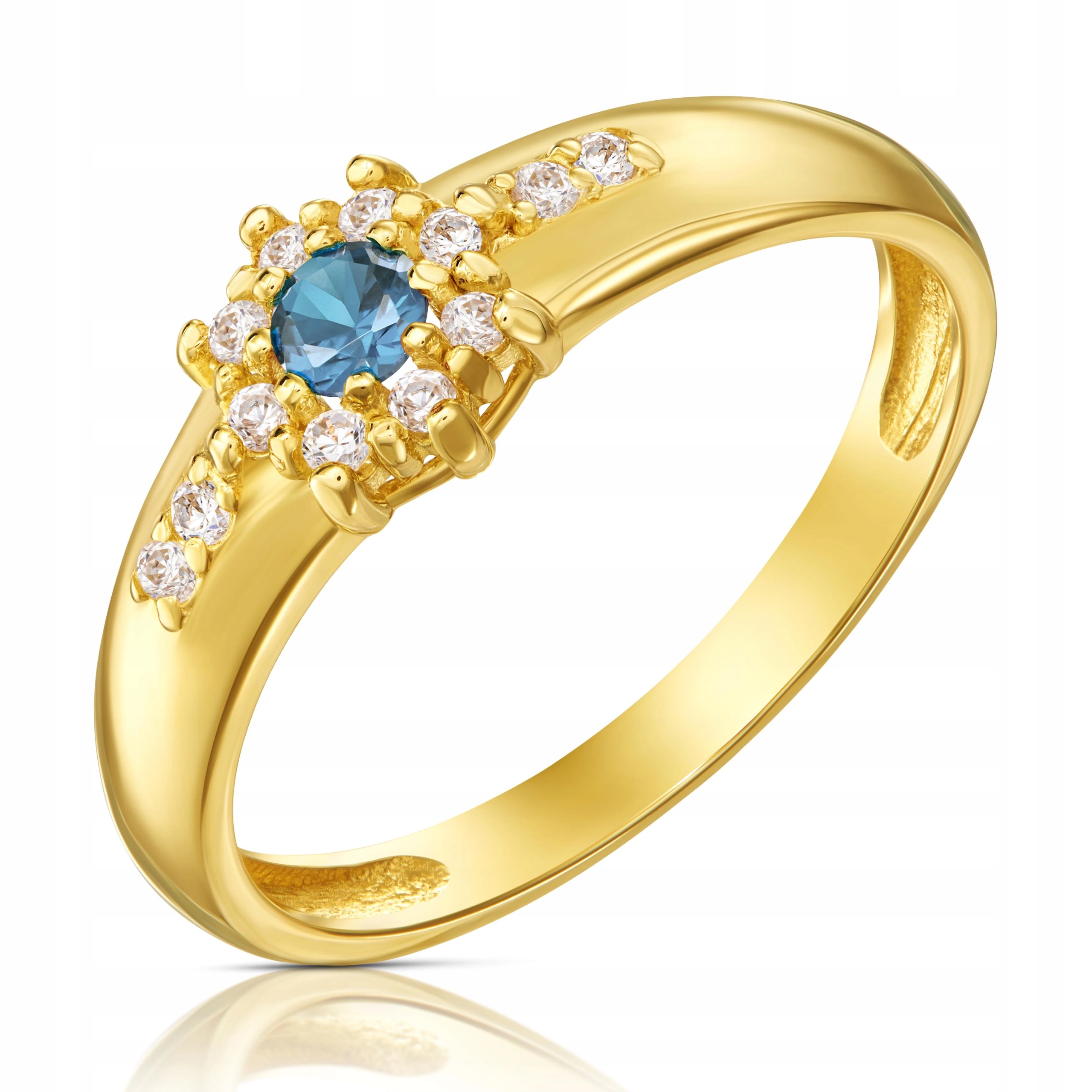 Zlatý Prstýnek 585 Květina Modrá Zirkon Vel. 24