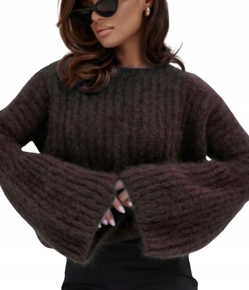 Dámský Svetr Kid Moher 80% Zvonek Teplý Čokoláda Hnědý