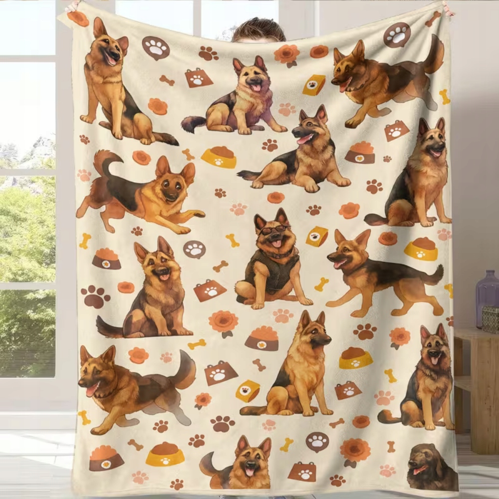 Deka přehoz pro psy pejsci piknikový piknik německý ovčák dárek 150x200