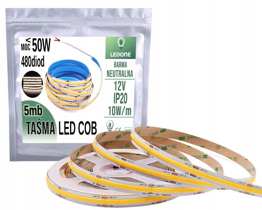

Taśma Led Cob 12V Neon Neutralny 5m linia Led
