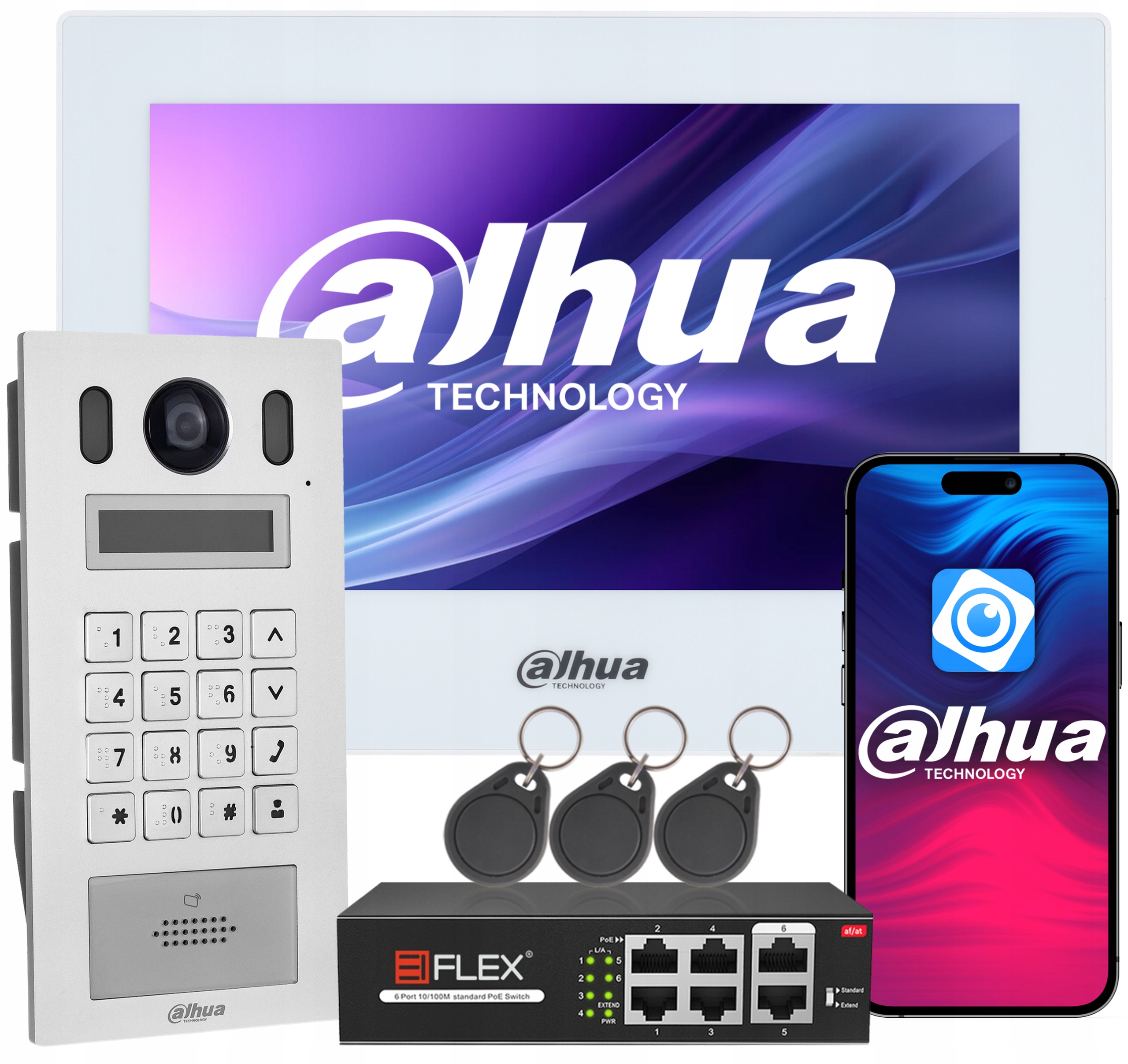 Videovrátnik Ip Dahua Jednorodinný 7'' LCD Aplikácia Čítačka kariet WiFi