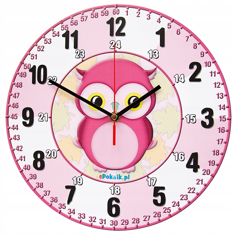 Sowa Edukacyjny zegar ścienny dla dzieci Nauczycielski płynący mechanizm