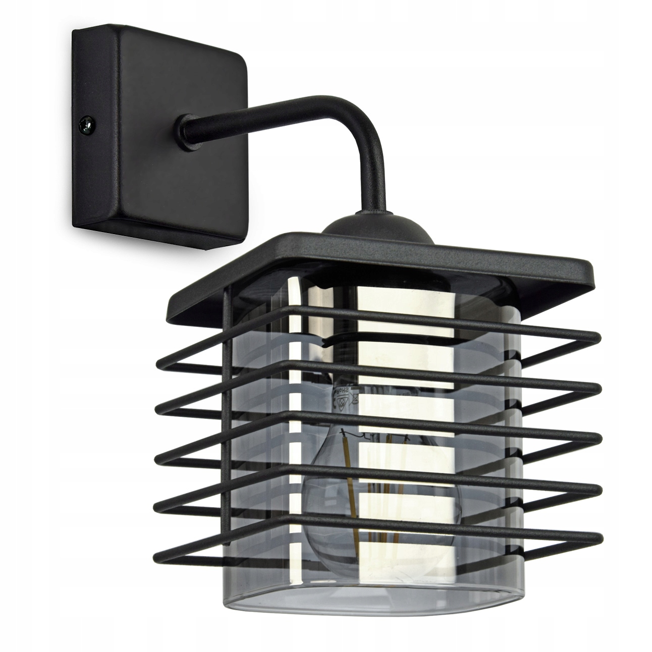

Lampa Ścienna Kinkiet Druciany Szklany Klosz Led