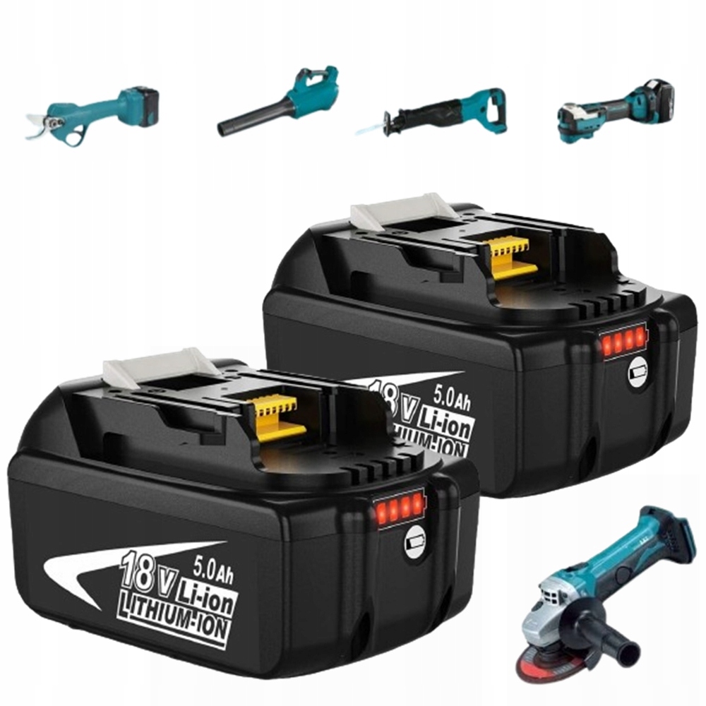 Akumulátor lithium-iontový 18V 5.0Ah pro vrtačku BL1850 BL1860B s indikátorem