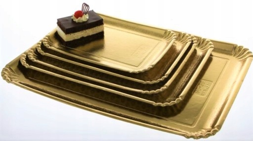 TACKA CUKIERNICZA ZŁOTA PAPIEROWA USZTYWNIANA 30,5x21 CM 1 SZT Materiał papier