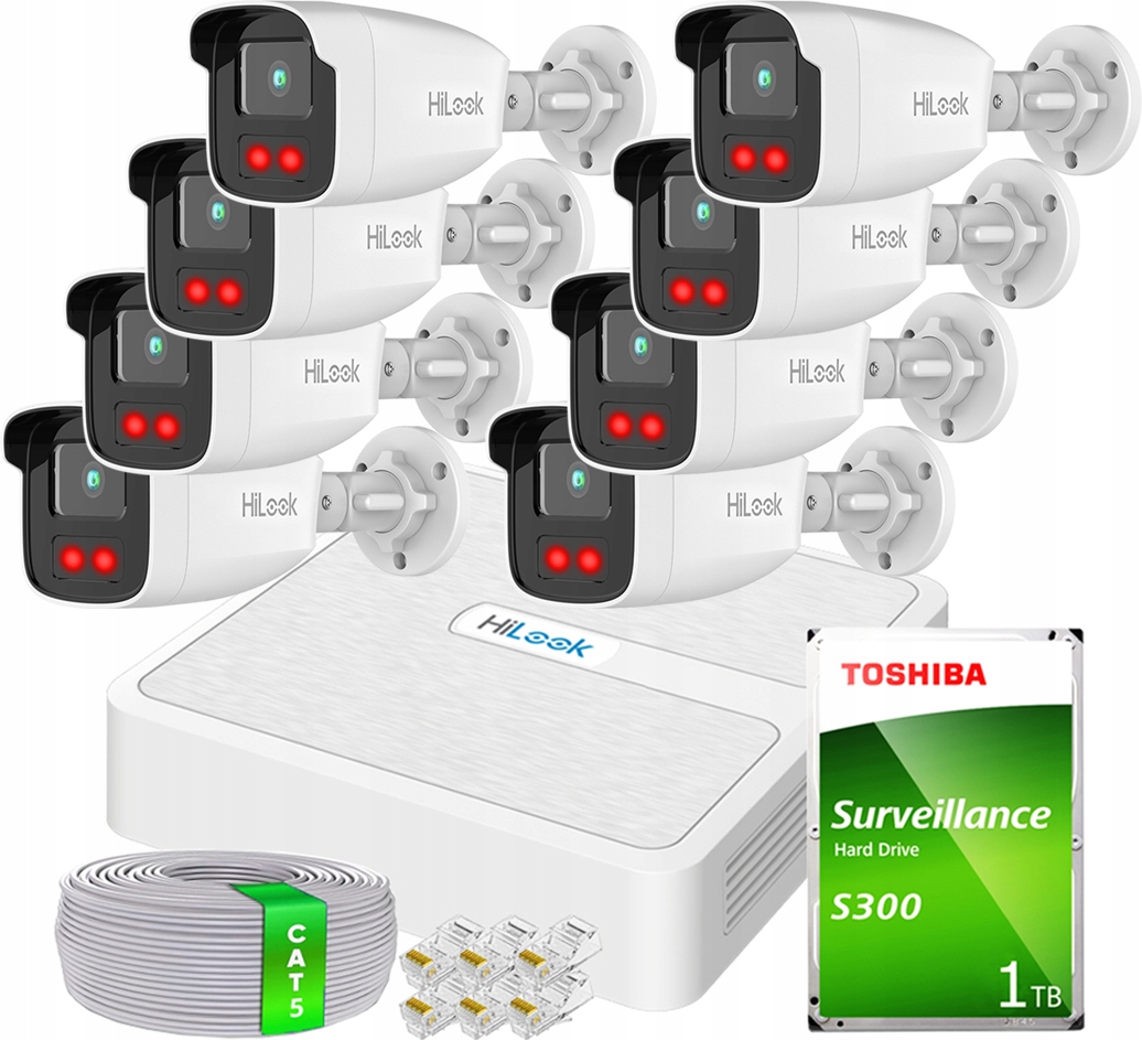 Sada na monitorovanie Ip 8x IPCAM-B2_50IR 2Mpx Aplikácia Detekcia PoE Ir 50 m