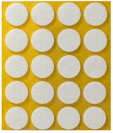 PODKŁADKA FILCOWA SAMOPRZYLEPNA fi 20 BIAŁA PODKŁADKI FILCOWE 20szt