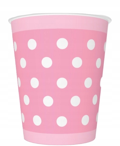 KUBECZKI PAPIEROWE RÓŻOWE W KROPKI 250ml 8szt