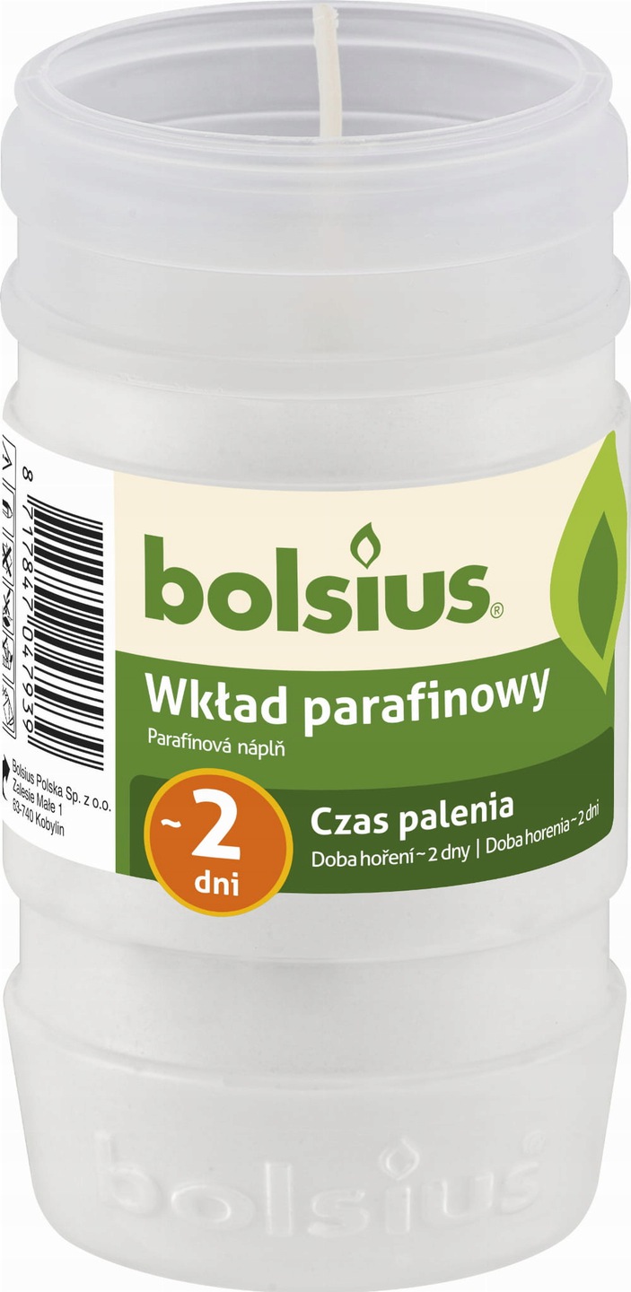 

Wkład Parafinowy Bolsius 2 Dni Palenia Biały 48h