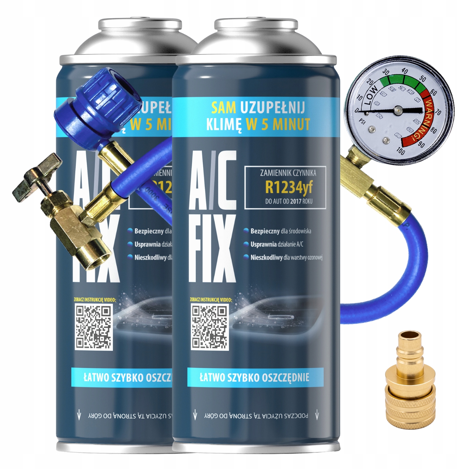 Ac Fix 2xGAZ R1234YF do auta Kabelový Adaptér Velká sada 340g