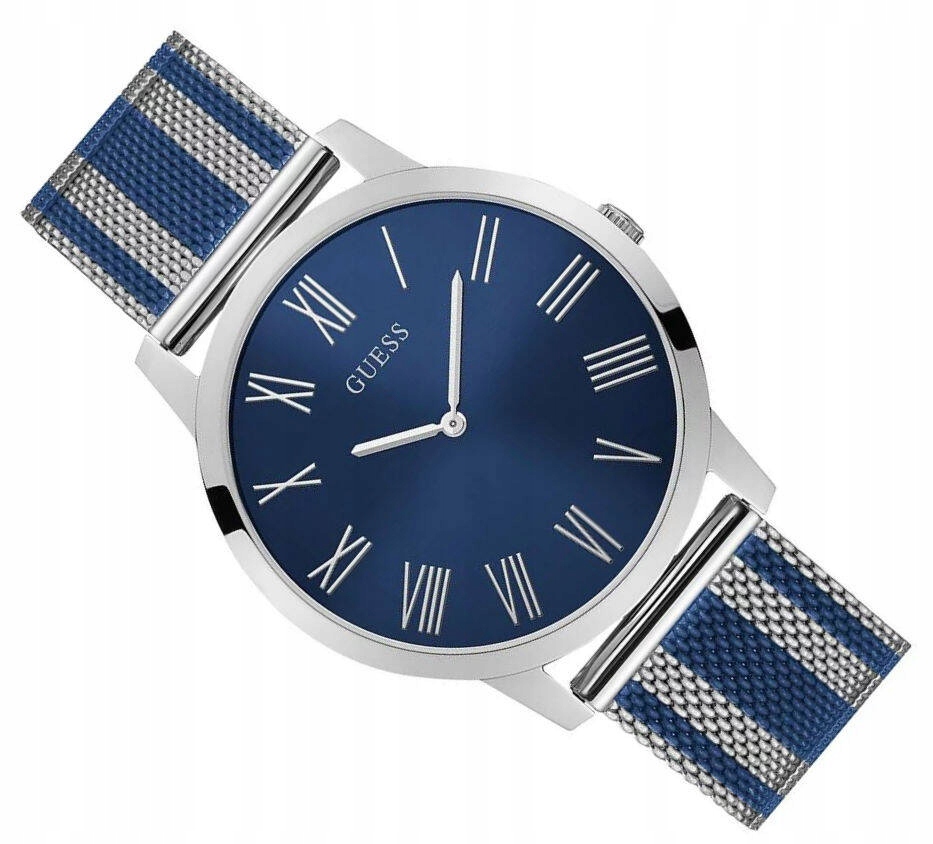 Pánské Sportovní Hodinky Guess Casual W1179G1 Stříbrné Modré