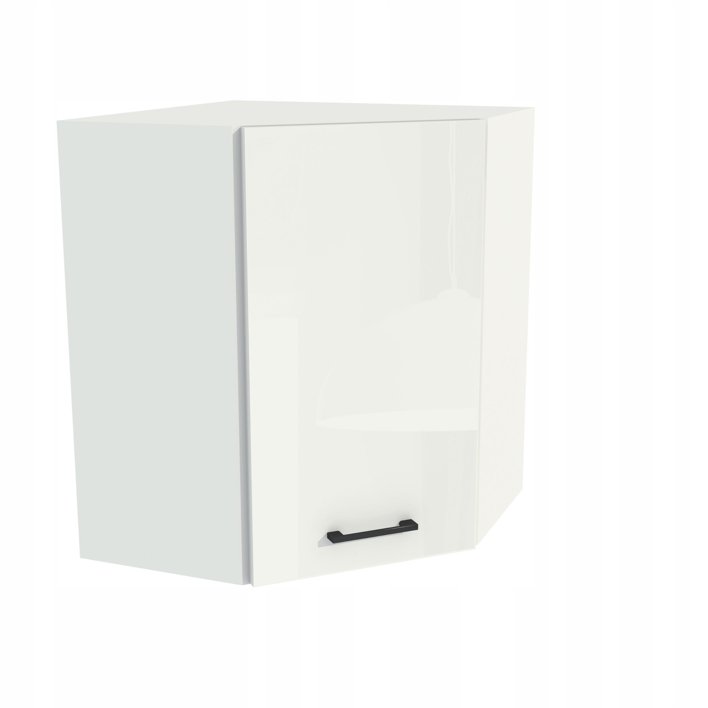 Horná rohová kuchynská skrinka 60/72 Capri Biely predný panel Biely akrylový lesk