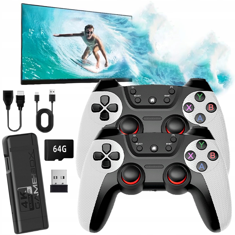 Konsola do Gier Retro z 30000 Gier, Hdmi, 2 Pady K9 Bezprzewodowe