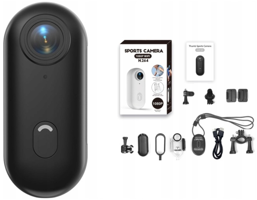 Mini Kamera Sportowa Hd 1080P Wodoodporna 140° WiFi Akcesoria