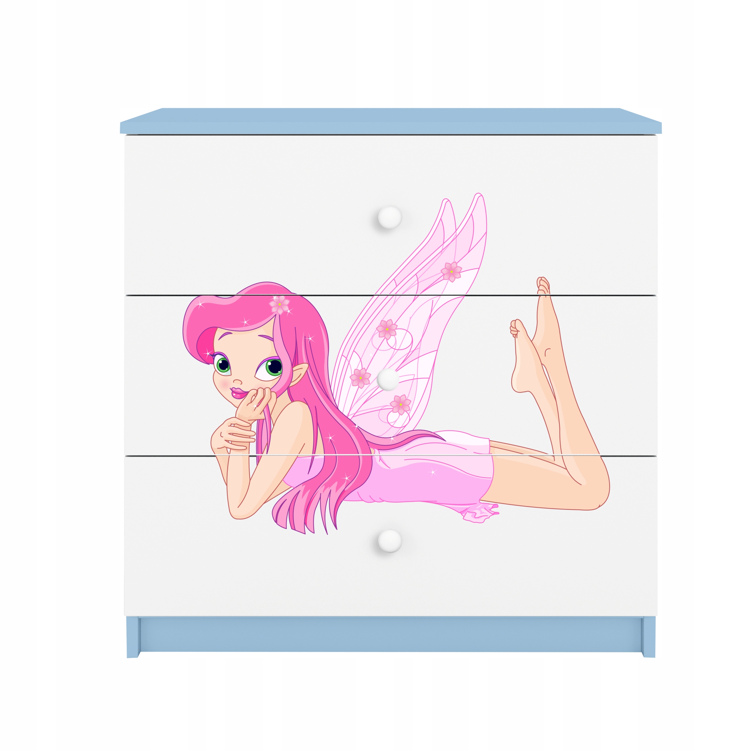 Komoda Babydreams Modrá grafika víla s křidélky 80 cm
