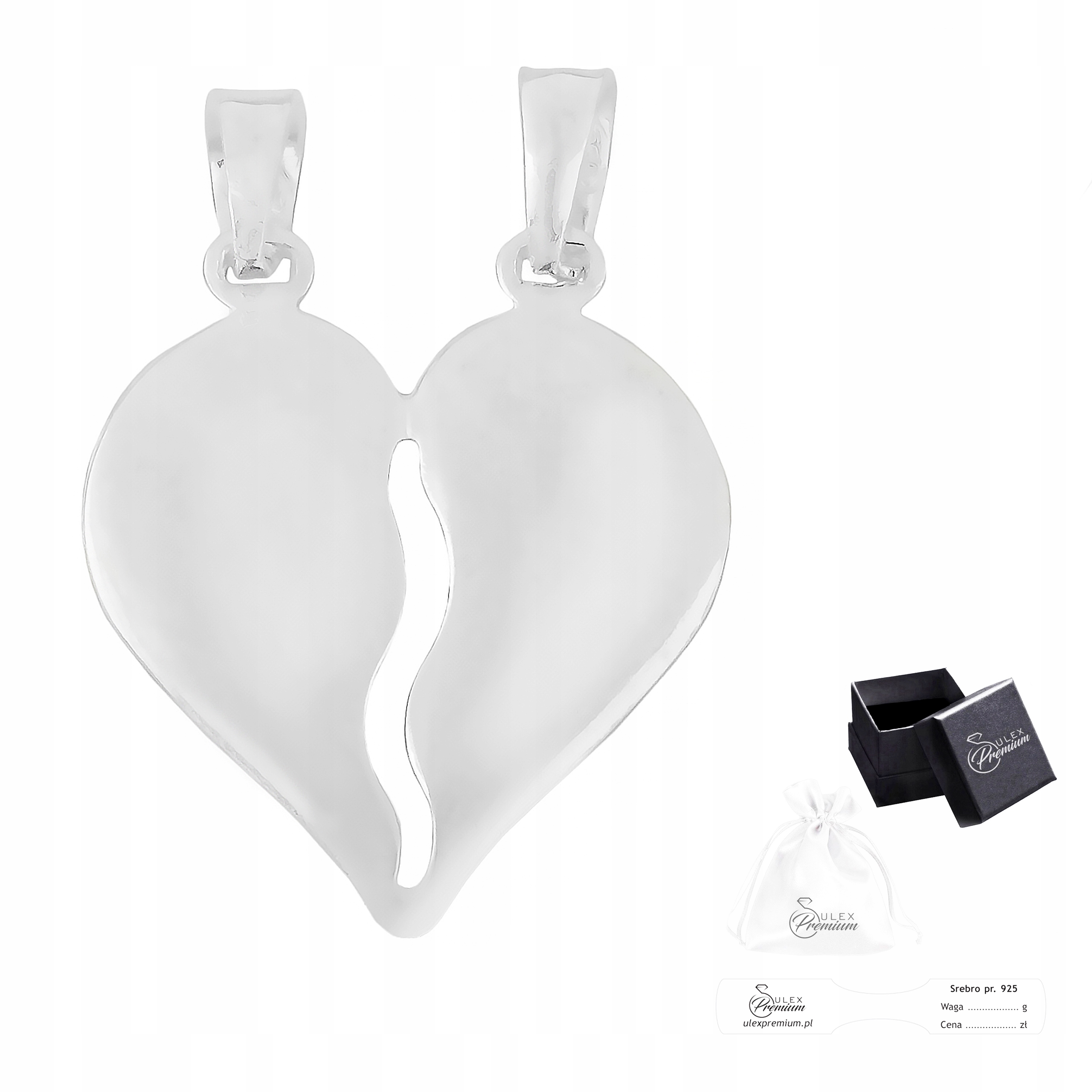Stříbrný přívěsek 925 Přívěsek pro zamilované Srdce zlomené Dvě poloviny