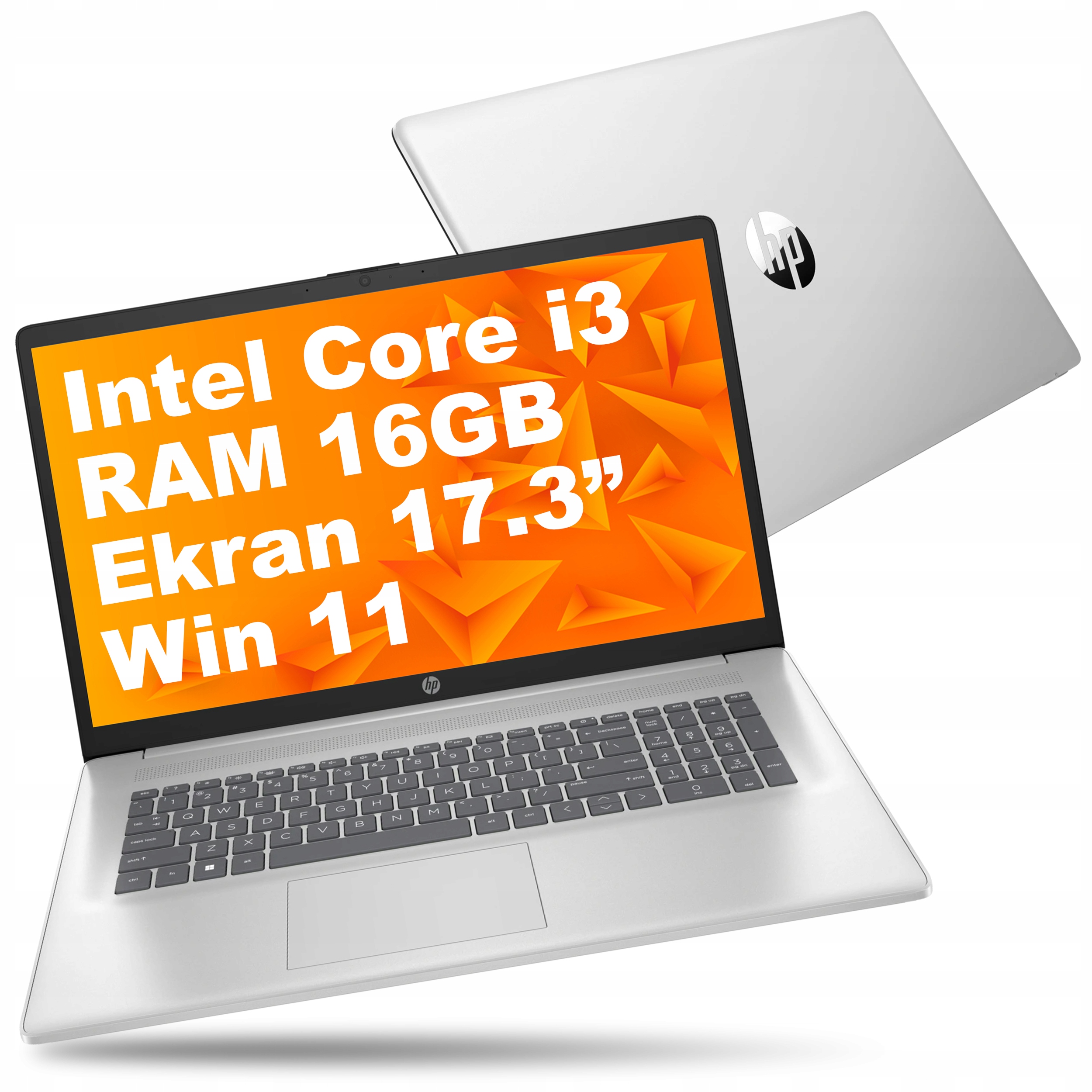 Laptop Hp 17-cn Intel Core i3 16GB 256GB Intel Uhd Hd+ Win 11 Srebrny