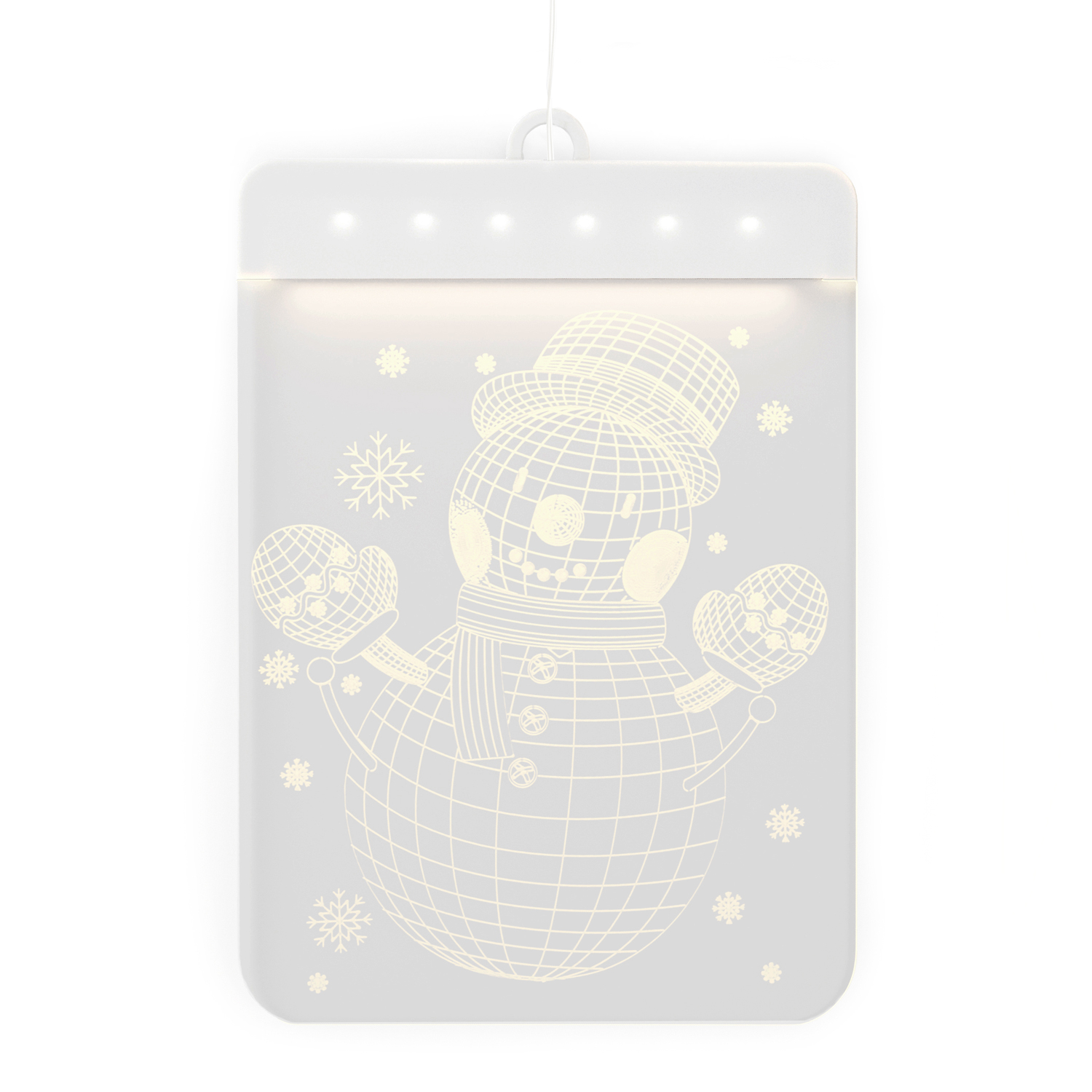 Witraż okienny dekoracja LED na okno bałwan