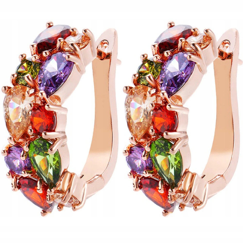 

Eleganckie złote kolczyki Swarovski Multicolor 14k